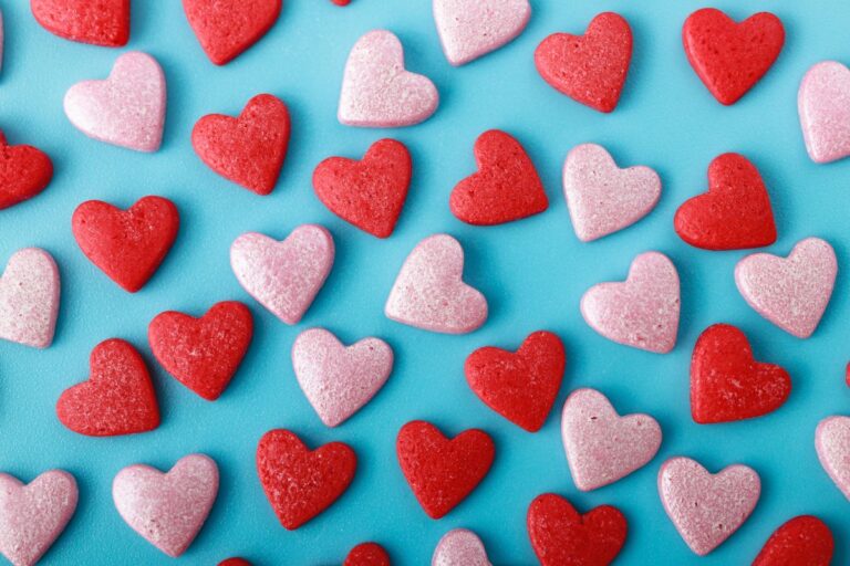 hearts on a blue background